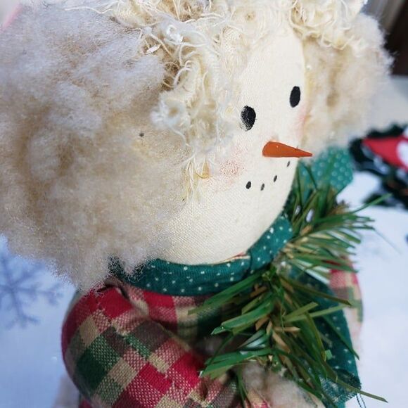 Adorable Vintage Primitive Farmhouse Homespun Christmas Snowman 7" - Picture 8 of 8